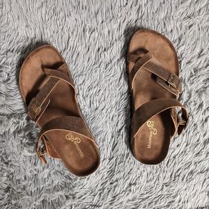 Leather Buckle Cork Sandals